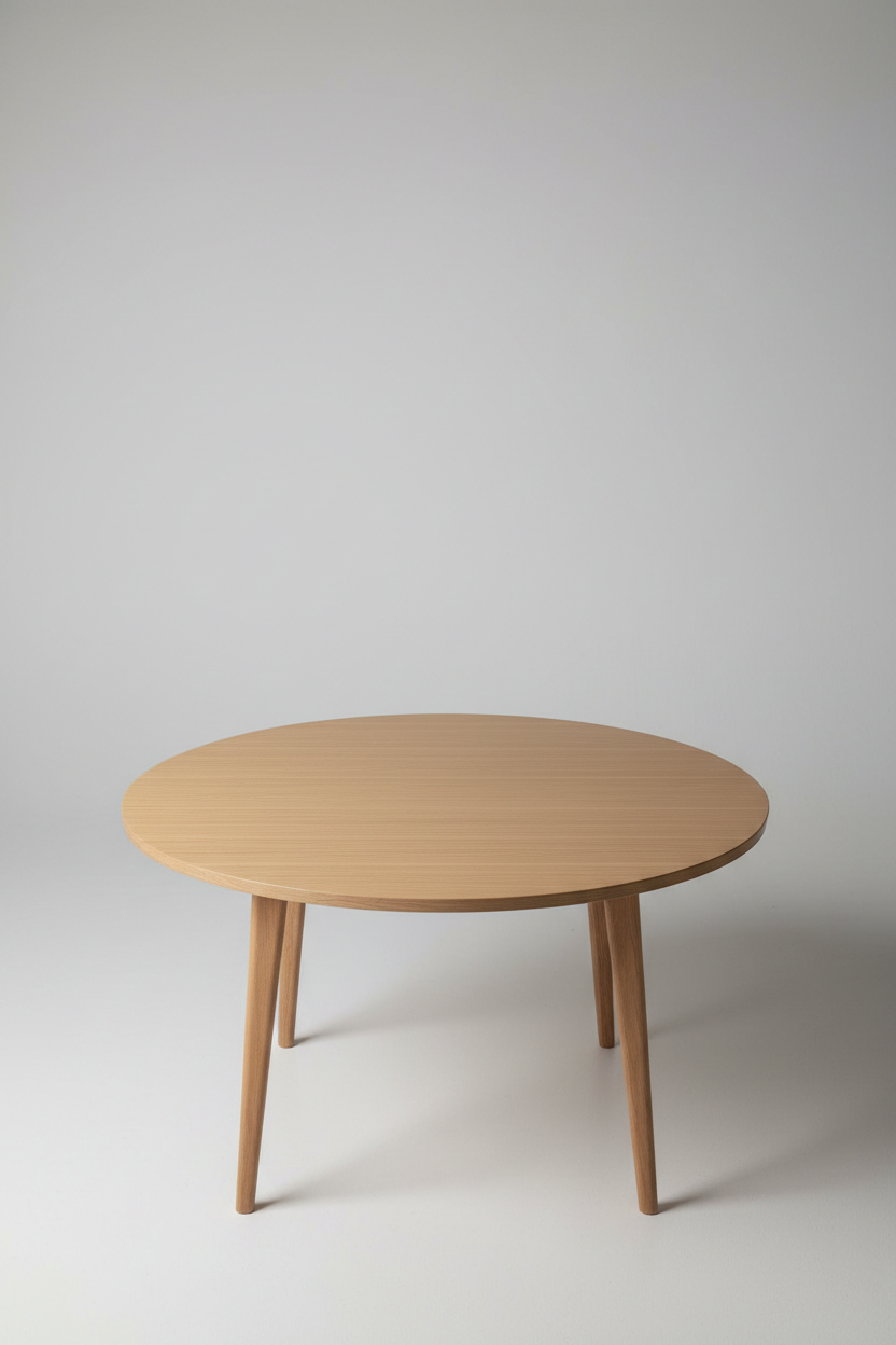 Round Dining Table in Sand Ash — Top View