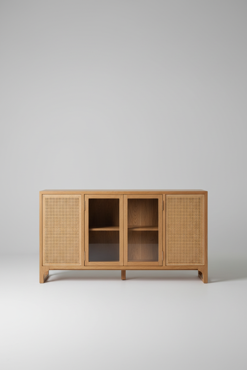 Nordic Display Cabinet in Light Oak – Back view