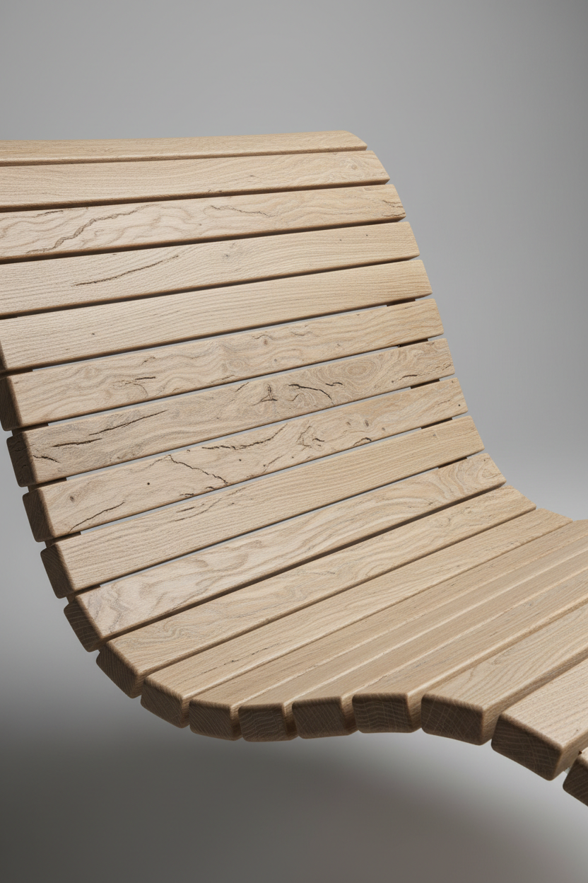 Wooden Lounge Chair in Driftwood Beige — Texture shot