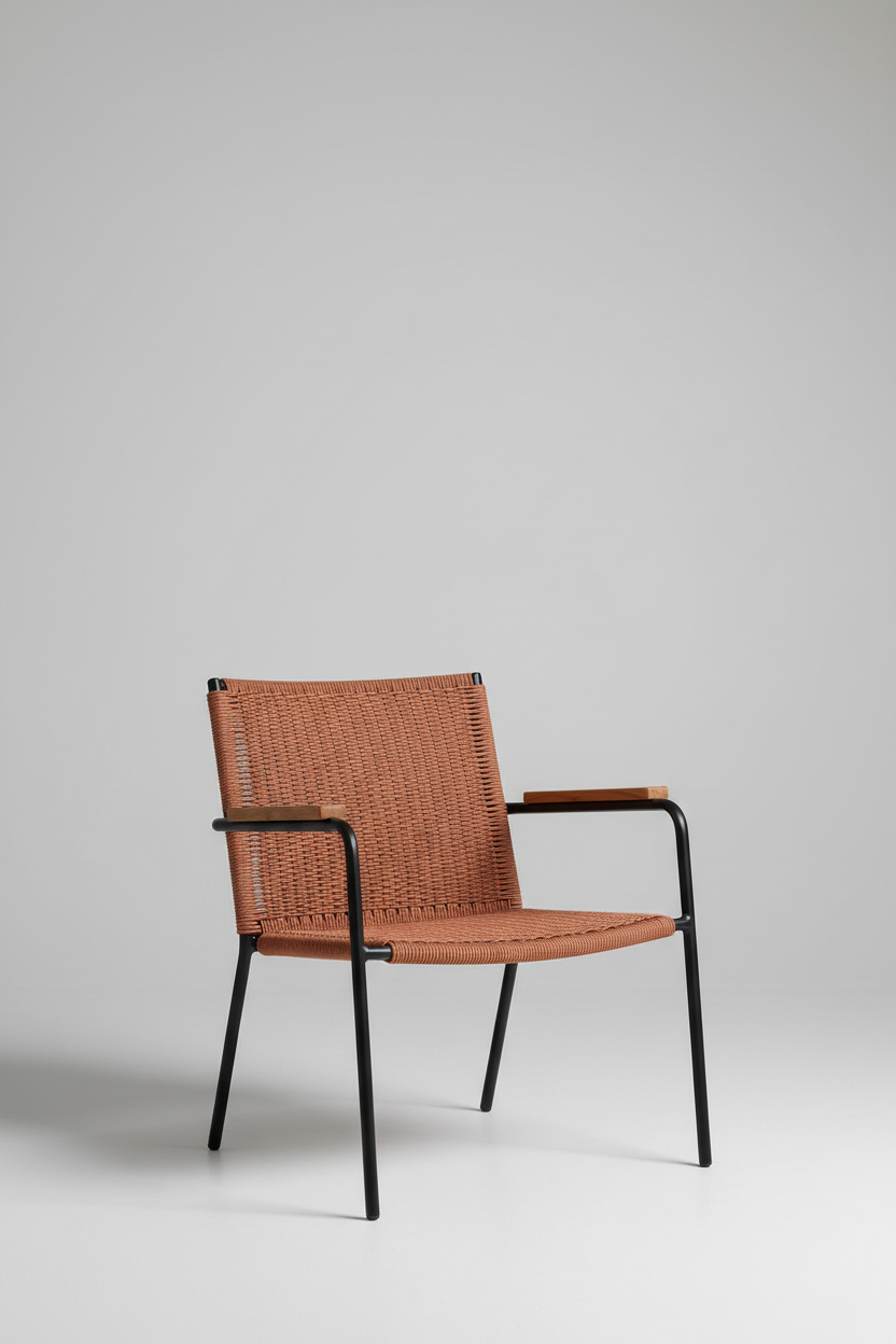 Woven Outdoor Chair in Warm Clay — Styled terrace