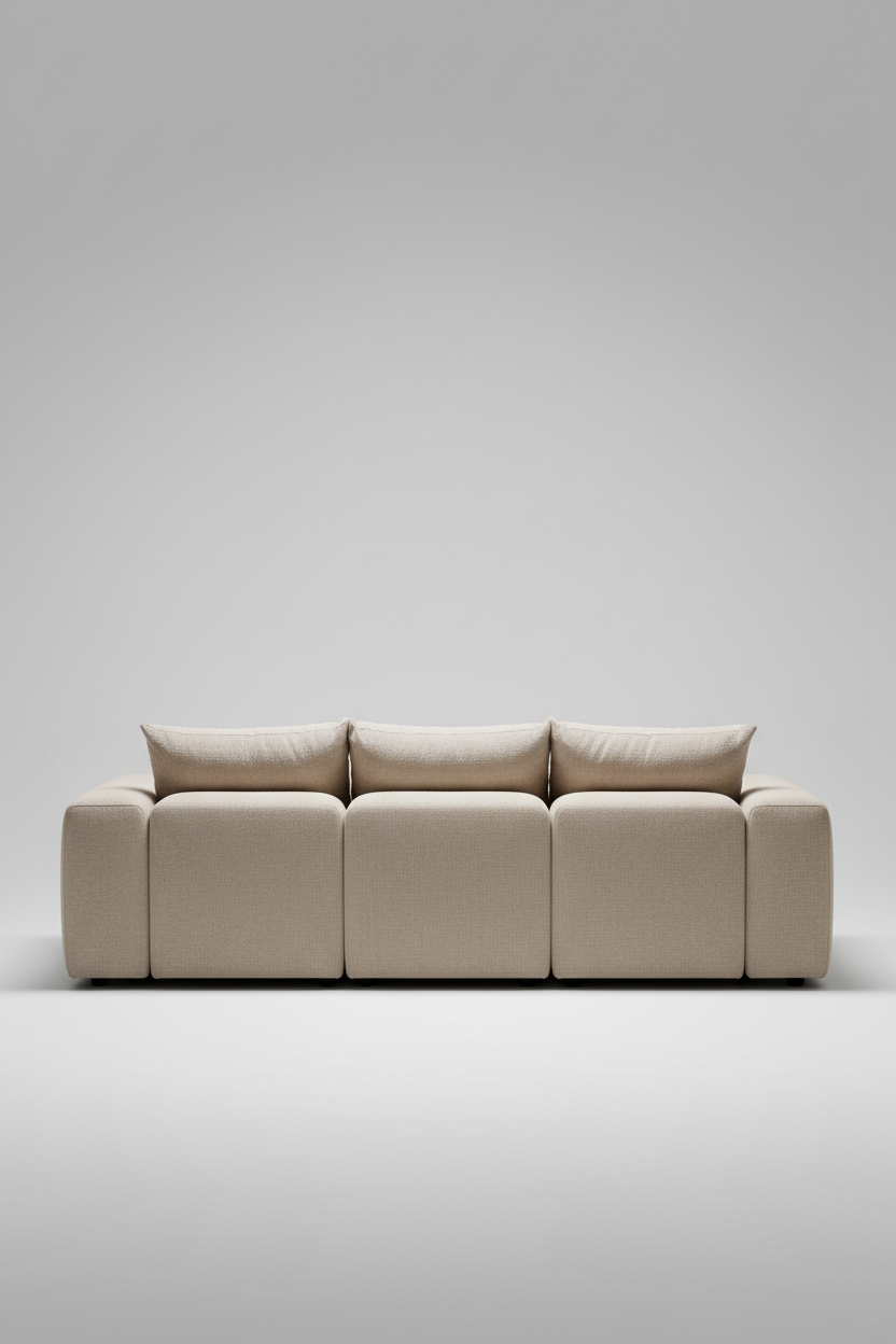 Modular Sofa in Oat Beige, back view
