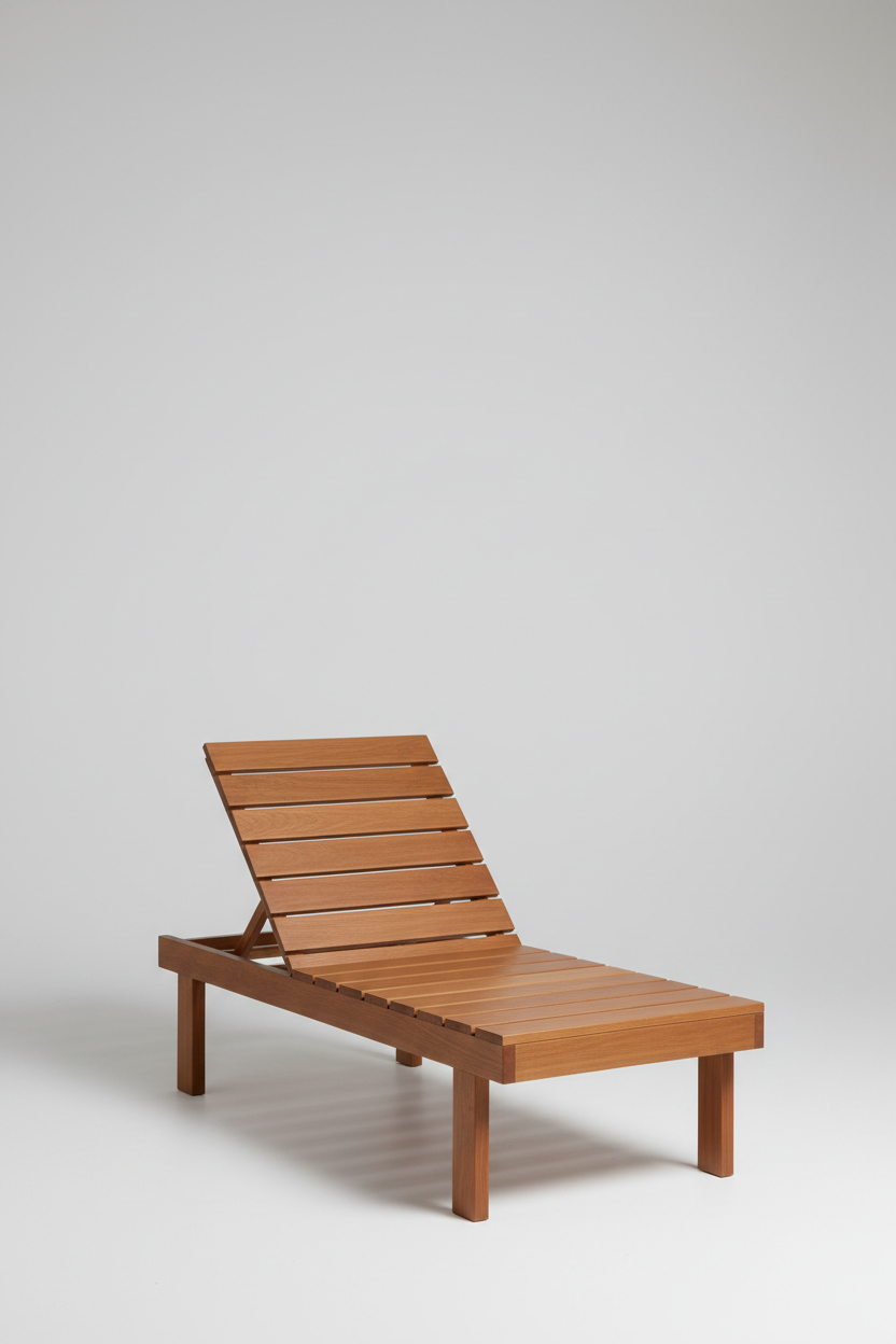 Wooden Lounge Chair in Cedar Brown — Wide scene