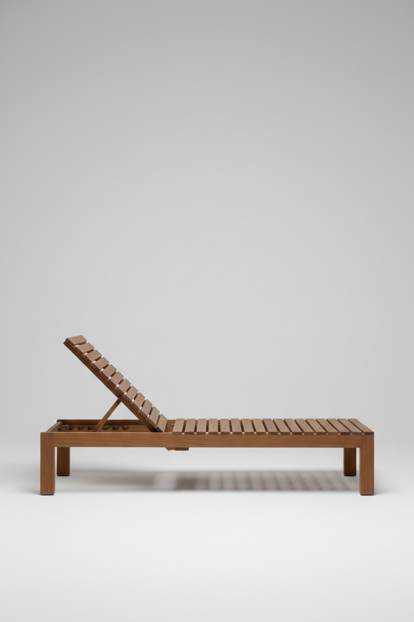 Wooden Lounge Chair in Cedar Brown — Side view