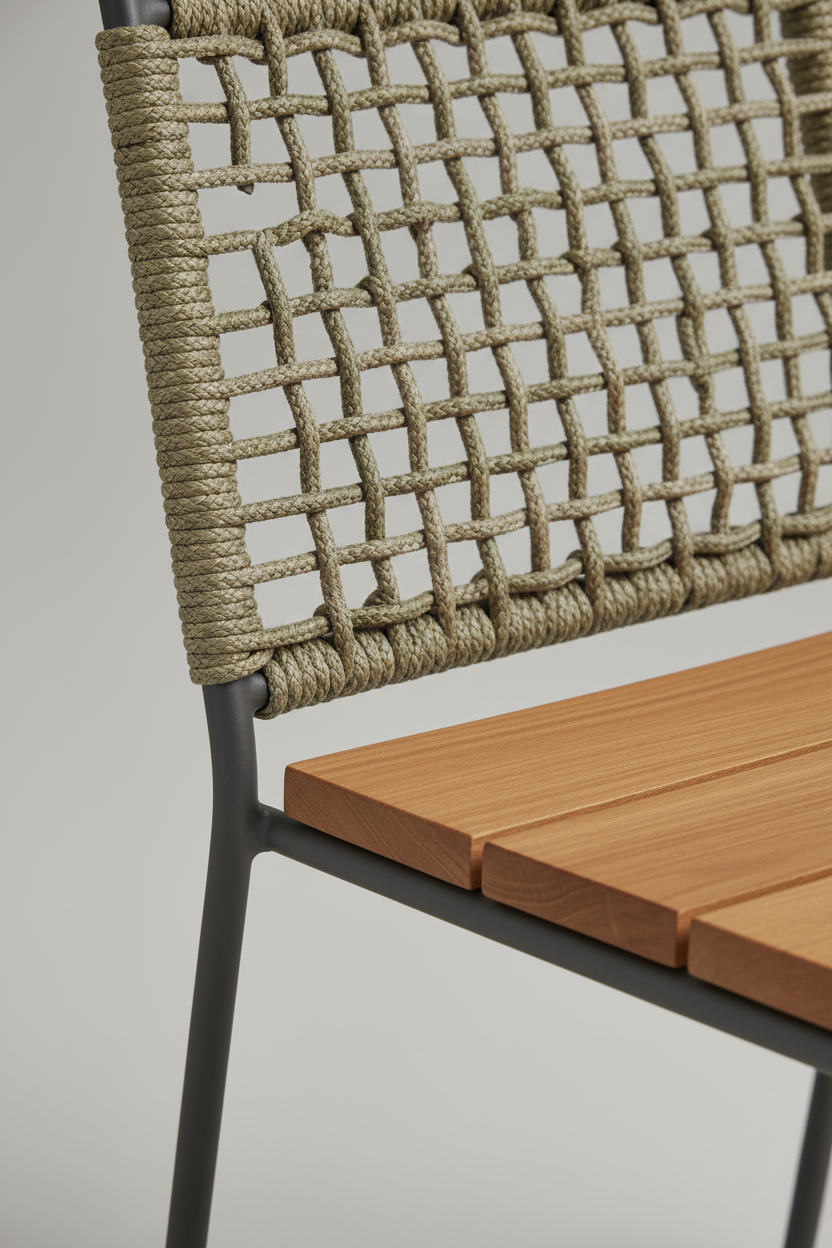Woven Outdoor Chair in Olive Sand — Material close-up