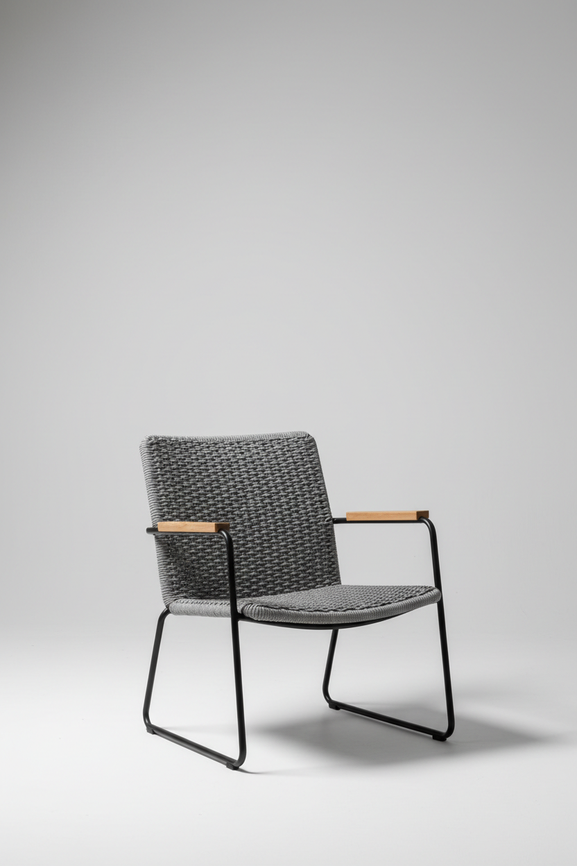 Woven Outdoor Chair in Pebble Grey — Premium composition