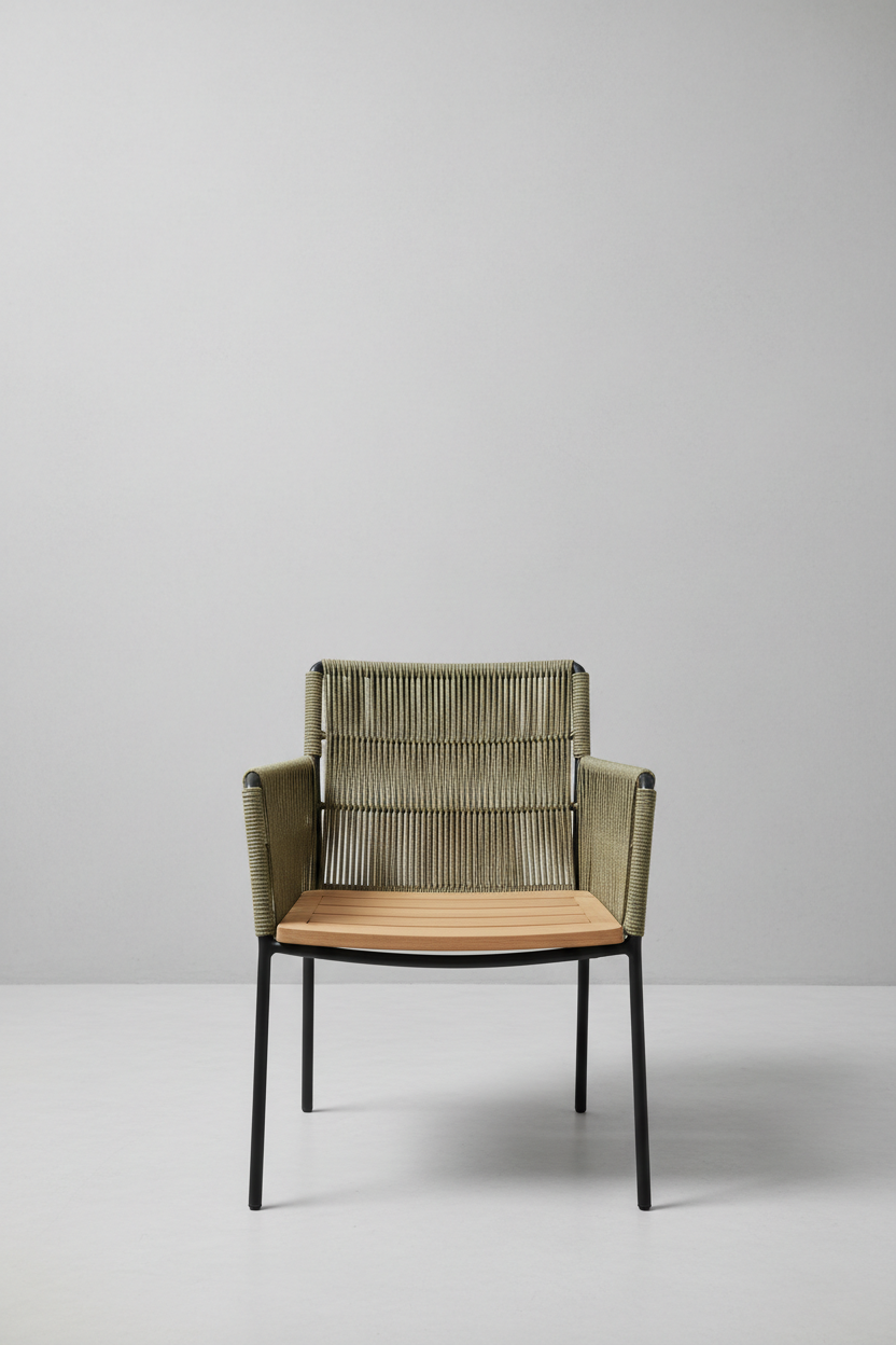 Woven Outdoor Chair in Olive Sand — Minimal setup