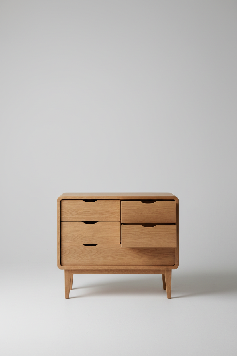 Oak Haven Cabinet in Natural Oak – Drawer open detail