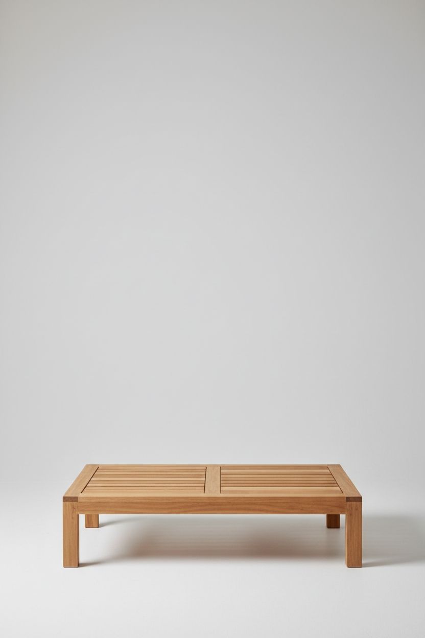 Double Wooden Lounge Base in Natural Teak — Hero shot