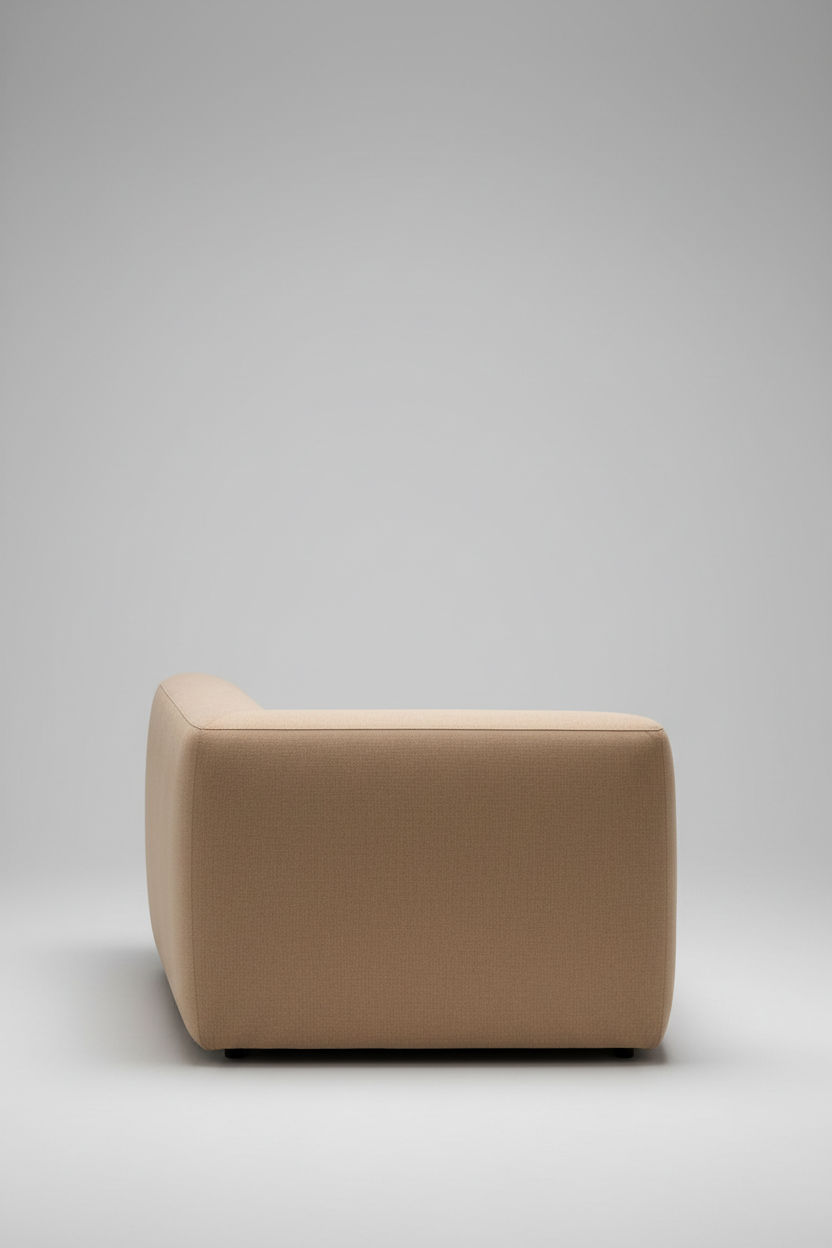 Modular Corner Seat in Desert Beige fabric, back view