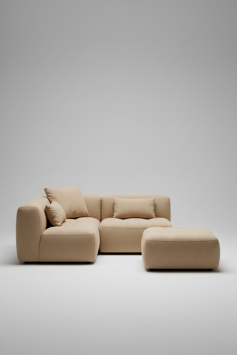 Modular Sofa in Oat Beige, minimal studio setup