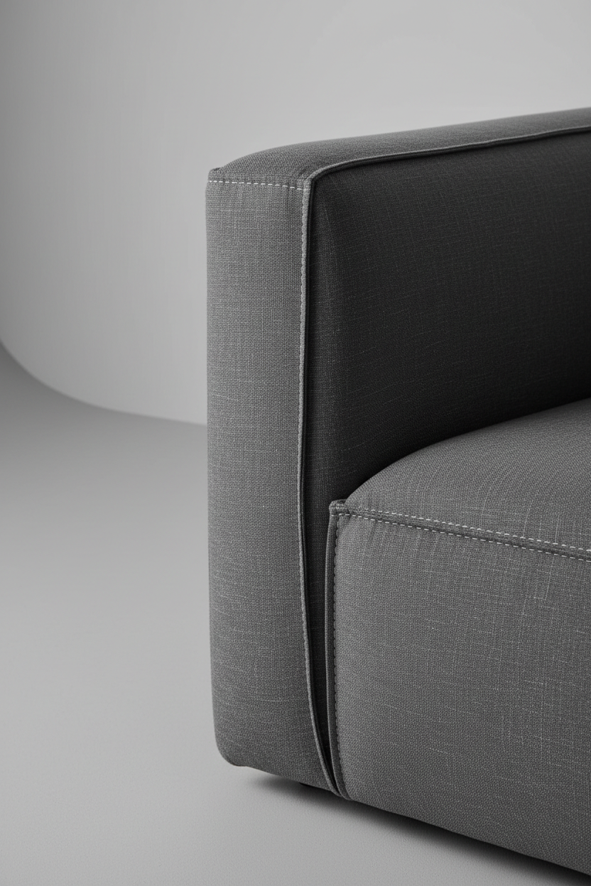 Modular Corner Seat Charcoal Linen corner detail shot