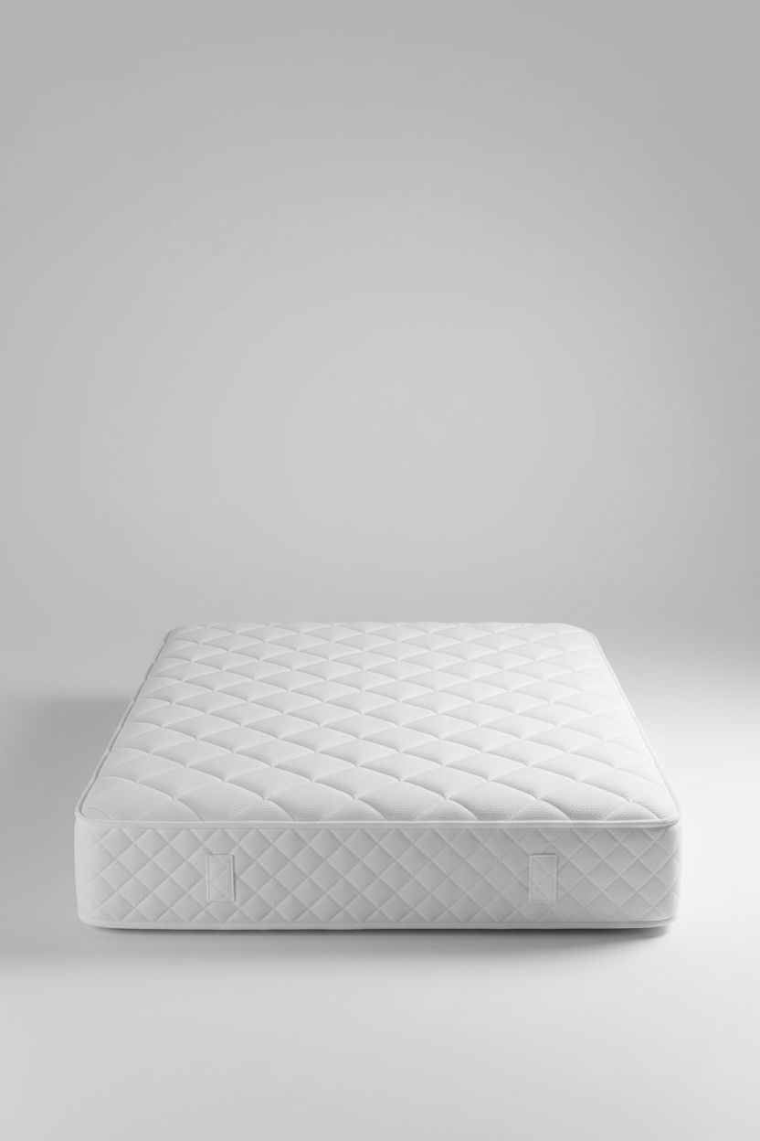 Top-down view of premium foam mattress showing full quilted white surface